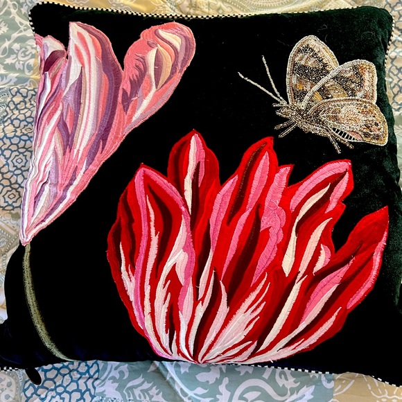 McKenzie Childs embroidered pillow 19” x 19” - Picture 1 of 5